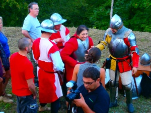Me being readied to fight like a knight.