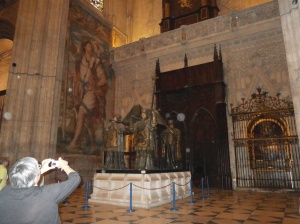 The formal tomb of Columbus in the Cathedral of Seville.  © Photo by Florence Ricchiazzi Lince